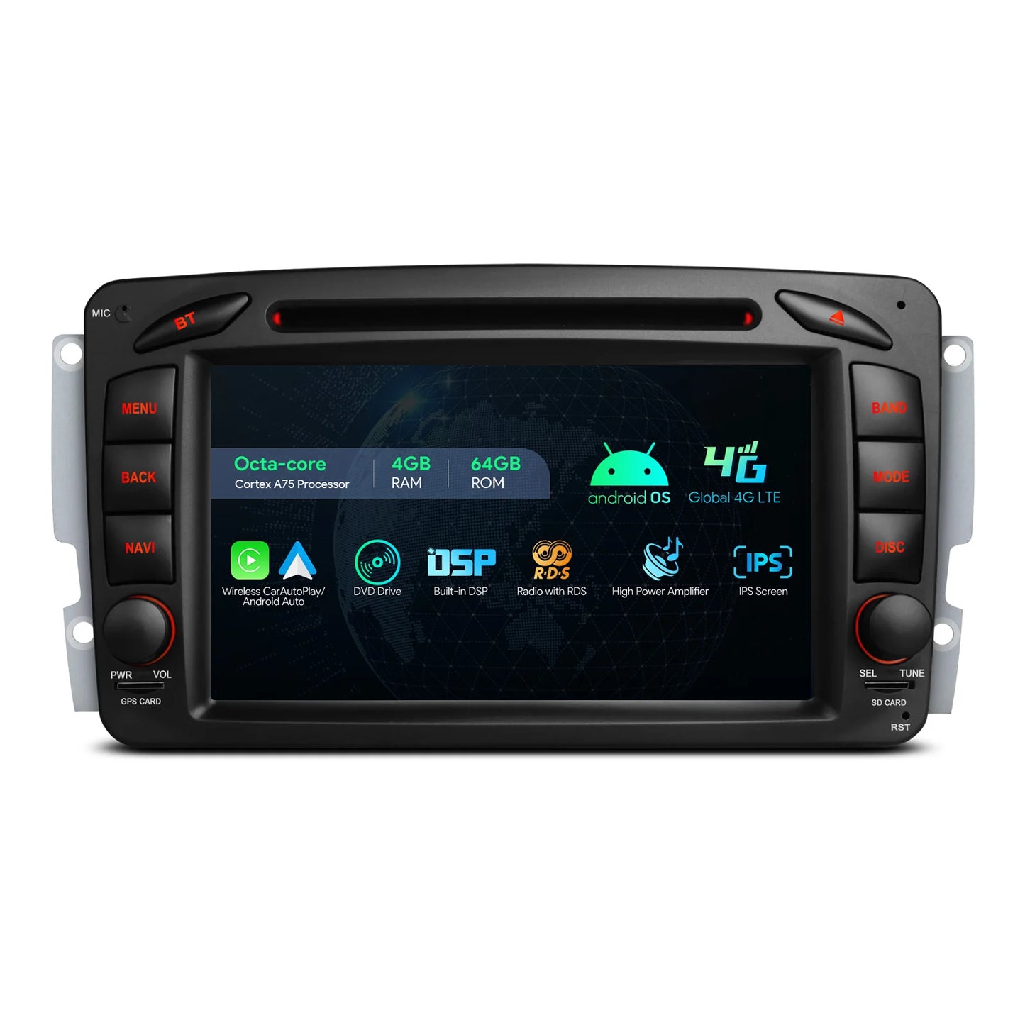 Mercedes Benz A-W168 C-Class W203 CLK-Class W209 C209/ G-Class W463/ Vito W639 7“ Android 13 4+64GB Car Radio for  4GLTE  IA72M203S