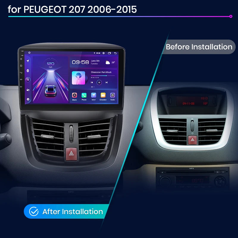 Peugeot 207 207CC 2006 - 2015 Car Radio RDS WIFI BT GPS  wireless CarPlay Android Auto car intelligent systems AUTMPEUG2079