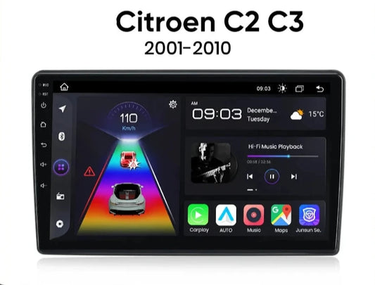 Citroen C2 C3 2001-2010  9" Carplay Android Auto Radio RDS WIFI GPS BT USB Car Multimedia AUTMCTRC3HS