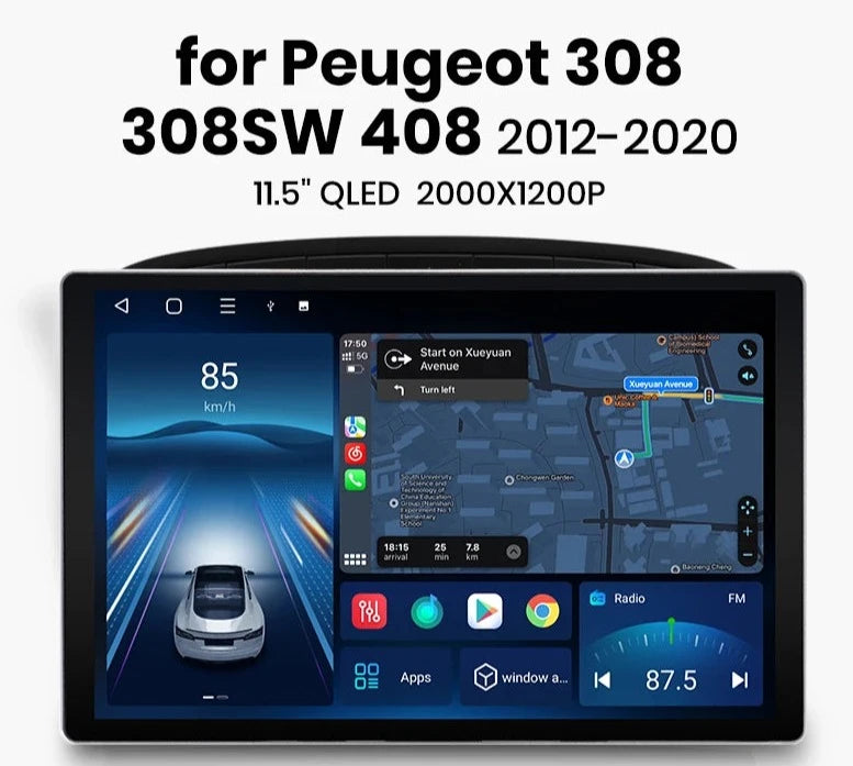 Peugeot 308 308SW 408 2007 - 2013 X7 PRO 11.5“ 2K  Wireless CarPlay Android Auto Car Radio RDS WIFI GPS BT   Multimedia autoradio AUTMOEGSW308