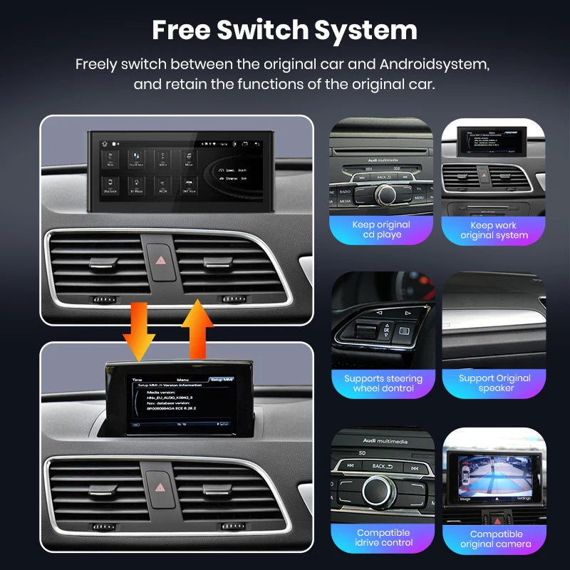 Audi Q3 2012-2018 10,25" Android 12  Wireless CarPlay Car Radio Multimedia   DSP Andoroid Auto GPS Stereo autoradio AUTMAQSGD