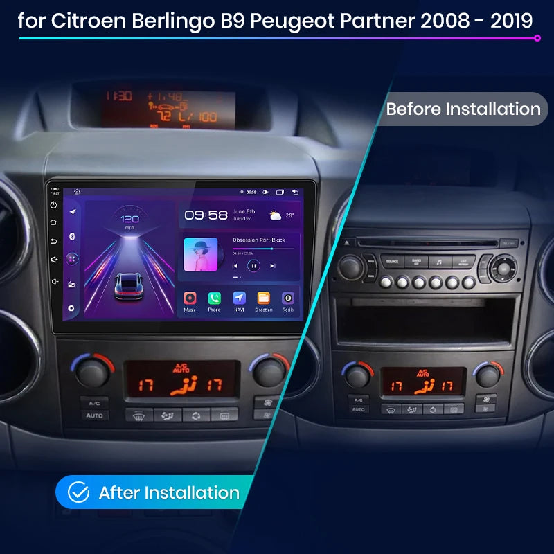 Citroen Berlingo B9 Peugeot Partner 2008 - 2019  wireless CarPlay Android Auto GPS DSP WIFI BT  DVD AUTMCBLNC29