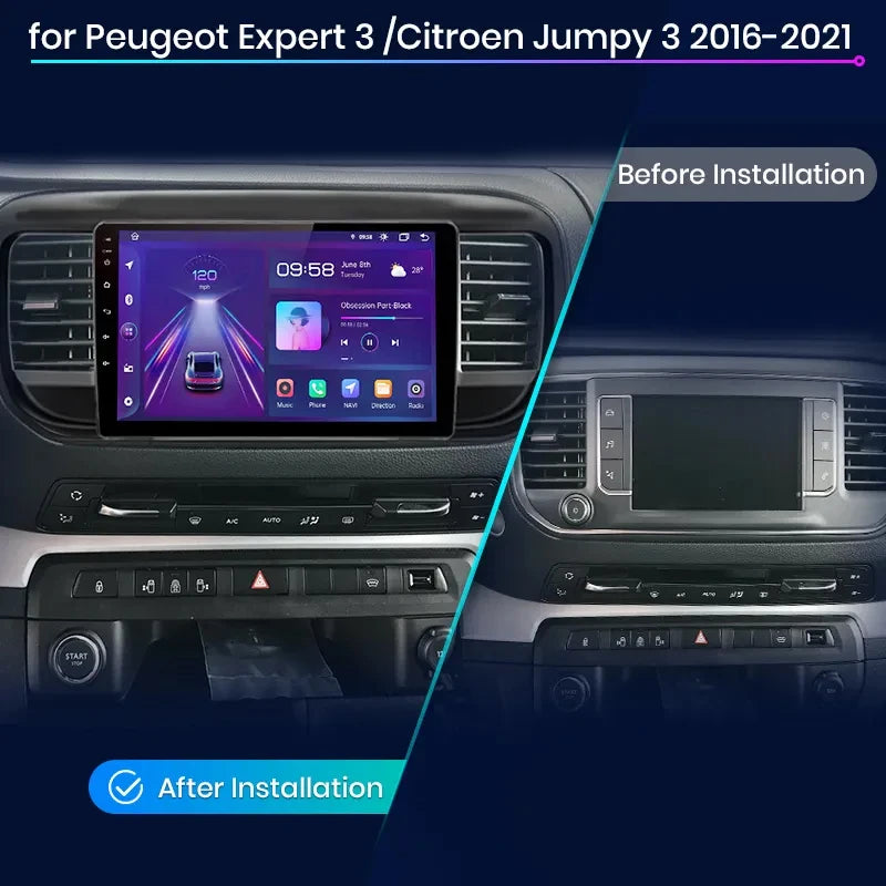 Peugeot Expert 3 Citroen Jumpy 3 SpaceTourer 2016 - 2021 Car Radio RDS  wireless CarPlay Android Auto GPS DSP AUTMPGSDTR3