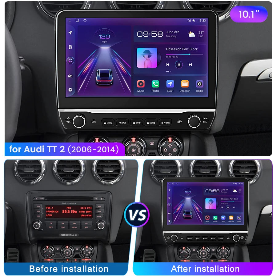 Audi TT MK2 2006-2014  CarPlay Android auto  Car Radio RDS WIFI GPS BT USB Multimedia   Stereo AUTMAUDTT2