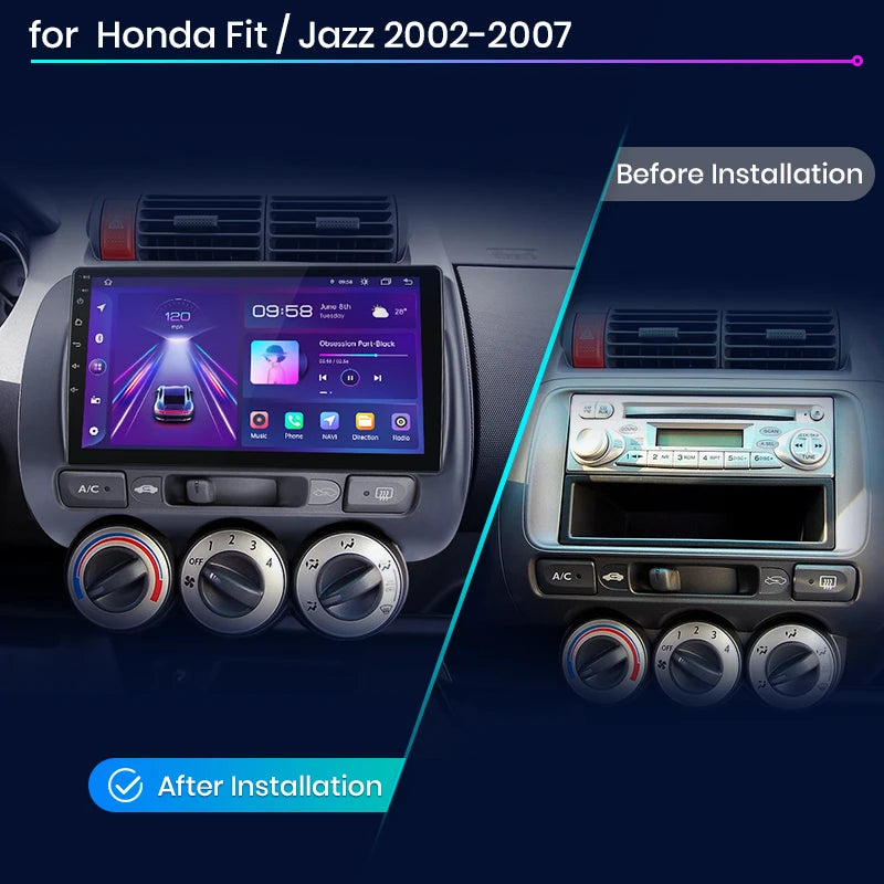 Honda Jazz City 2002-2007 AI Voice Android Auto Radio RDS WIFI GPS BT   Wireless Carplay Car Multimedia  autoradio AUTMHDJC2