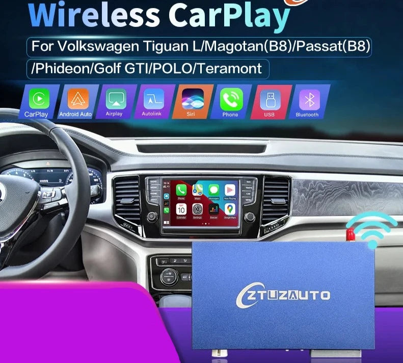 Volkswagen VW Polo Golf Touareg Tiguan Teramont Passat 2014-2019 Wireless CarPlay Android Auto GPS AUTMVWPTP