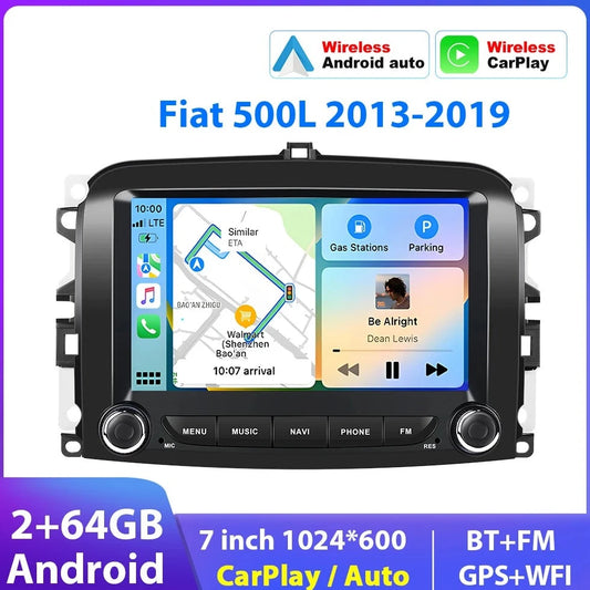 Fiat 500L 2013-2019  2 Din 2+64GB   7" Android 12 Wireless Carplay/Android Auto Car MP3 Player WIFI GPS AUTMFT500L7