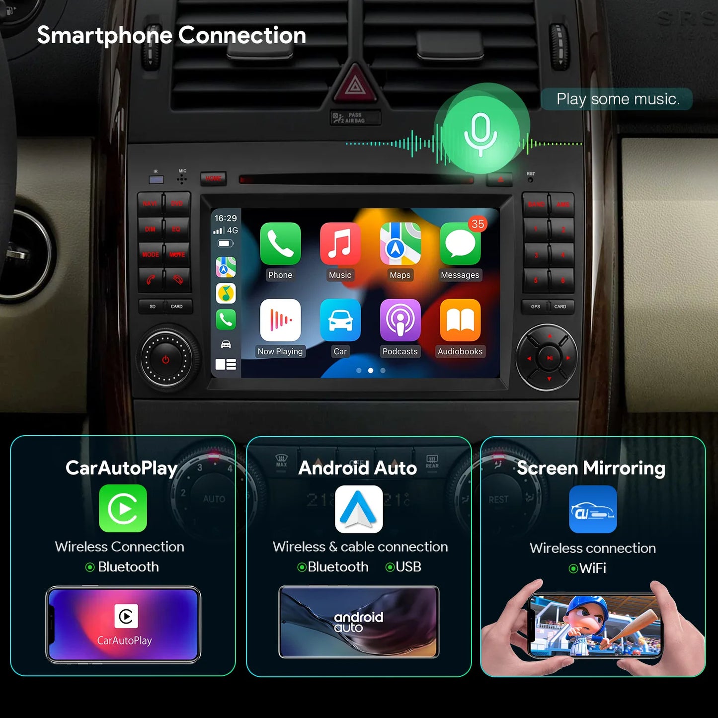 Mercedes B- W245 / A- W169 / W906 / W639  7" Android 13 Otca Core 4+64GB Car Radio  4G CarPlay AA IA72M245S