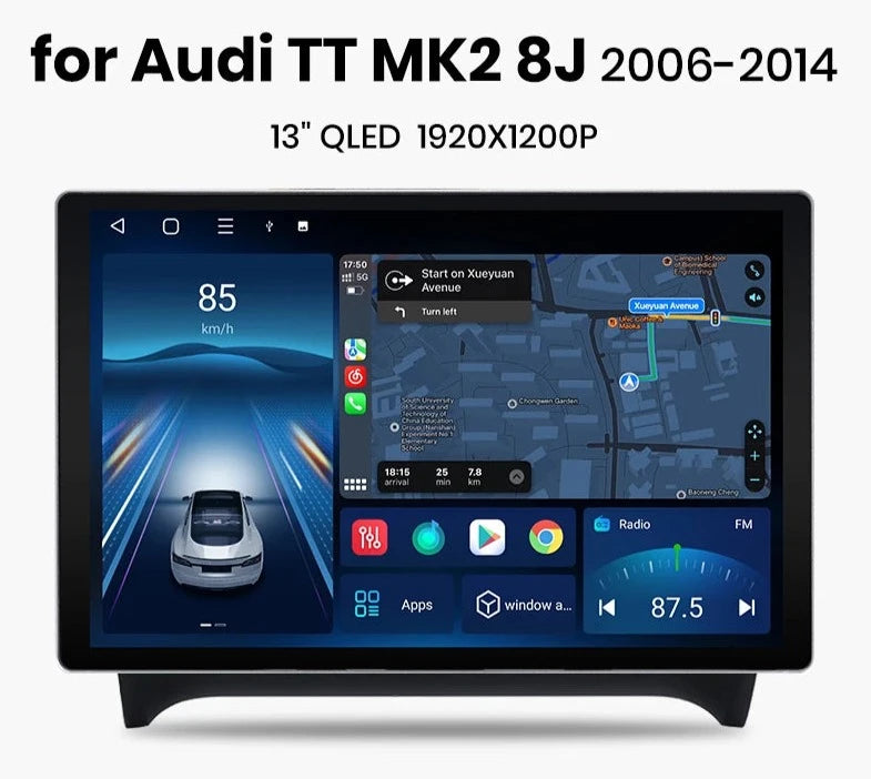 Audi TT MK2 8J 2006 - 2014 X7 MAX 13.1“ 2K AI Voice Wireless CarPlay Android Auto Car Radio RDS WIFI GPS BT  Multimedia autoradio AUTMADTT13