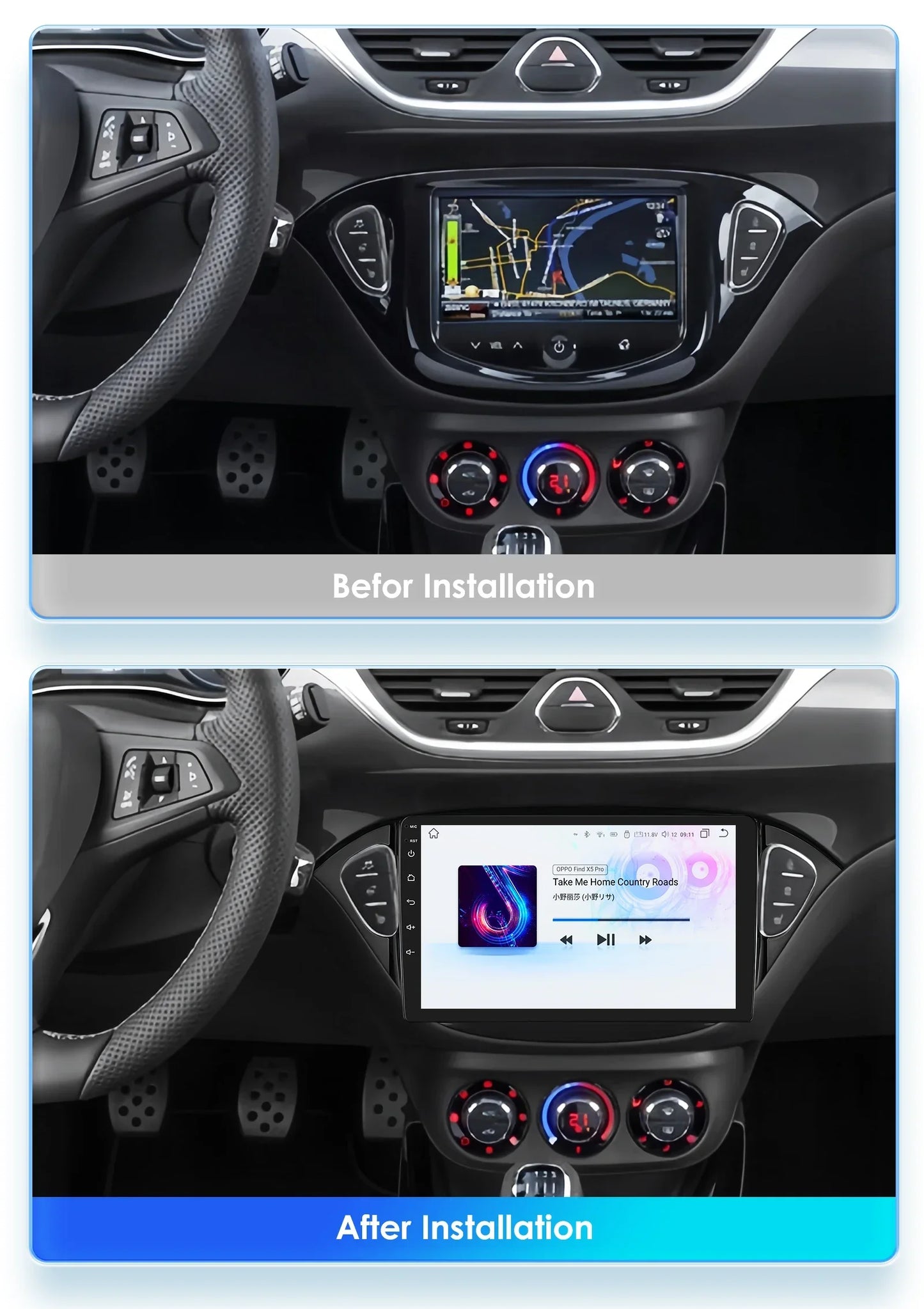 Opel Adam 2013 -2016 for Corsa E 2015 -2019 CarPlay Android Auto  Radio rds WIFI BT GPS  Multimedia Player  Touch Screen AUTMOPLCE9