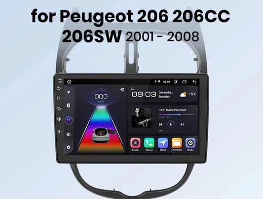 Peugeot 206 206CC 206SW 2001 - 2008 Car Radio RDS WIFI GPS BT  wireless CarPlay Android Auto car intelligent systems AUTMPEG2069