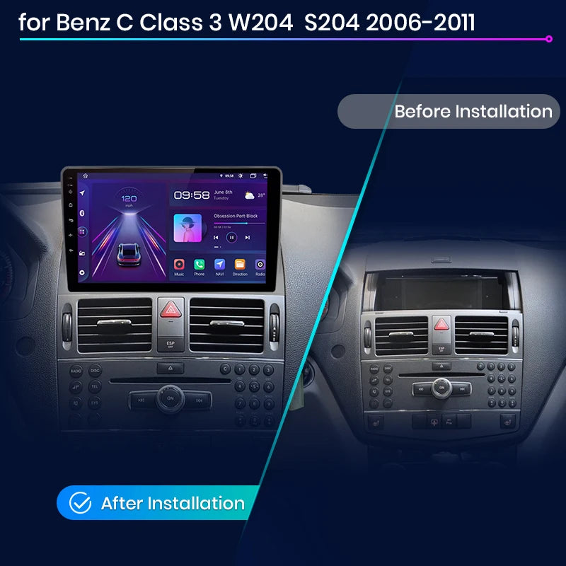 Mercedes Benz C Class  W204 S204 2006 - 2011 9" V1 Pro   Radio RDS WIFI GPS BT  CarPlay Android Auto  AUTMMCDW204