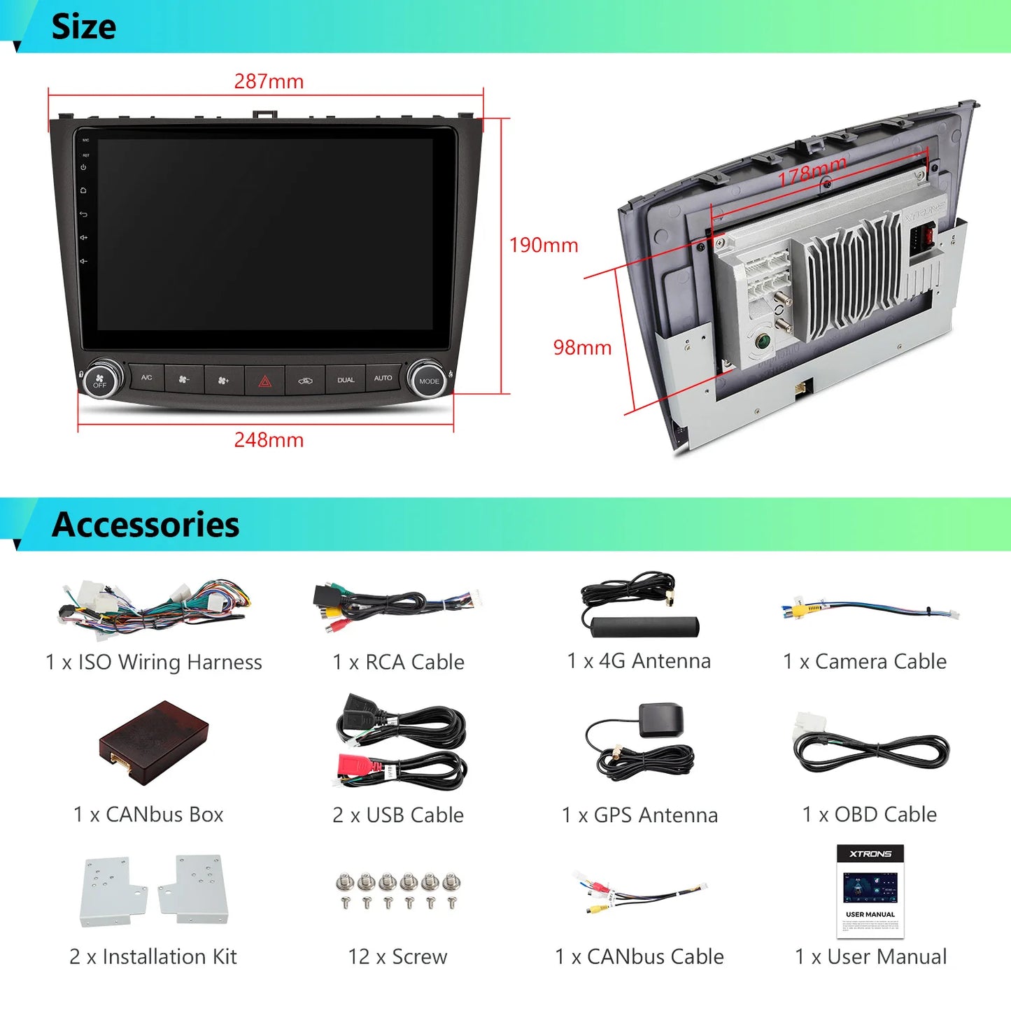 Lexus IS200 / IS220 / IS250 / IS300 / IS350 berlina (4 porte) (2006-2012) 10.1" Android 13 4/64 GB OCTACORE Car Multimedia Player  DSP CarAutoPlay Android Auto Global 4G IAP12ISLS