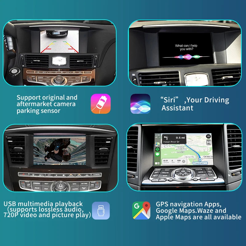 Infiniti QX60 QX70 Q70 Wireless Apple CarPlay Android Auto  Mirror Multimedia Navigation AUTMINFQX67