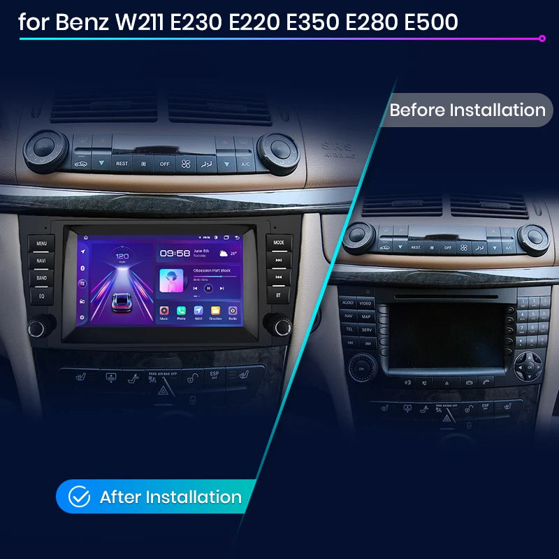 Mercedes Benz E-Class W211 W219 E200 E220 E300 Carplay Android Auto Radio RDS WIFI GPS BT  Car Multimedia  autoradio AUTMCBW2112