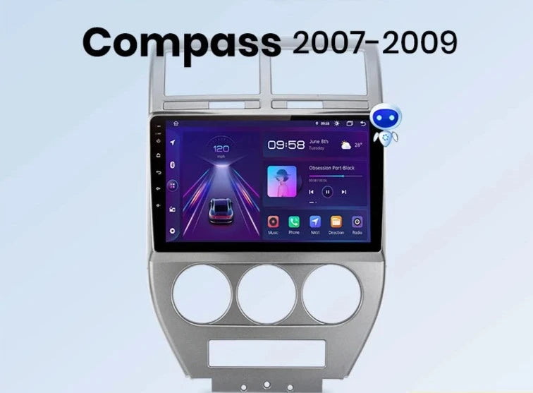 Jeep Compass 2007-2009 V1 AI Voice Wireless CarPlay Android Auto Radio RDS WIFI GPS BT 4G Car Multimedia  autoradio AUTMJPCPSS2