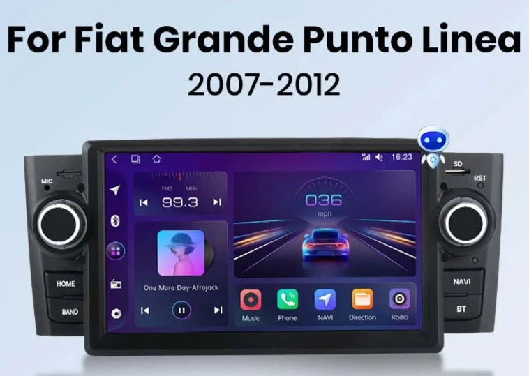 Fiat Grande Punto  2007-2012  Android 12 CarPlay Android Auto Radio RDS WIFI GPS BT   Multimedia 2din autoradio AUTMFITGP2
