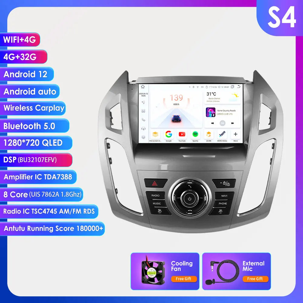 Ford Transit Tourneo Connect 2013 - 2018  Android 13 9" Multimedia carplay / android wifi usb GPS radio RDS AUTMFRDTC3