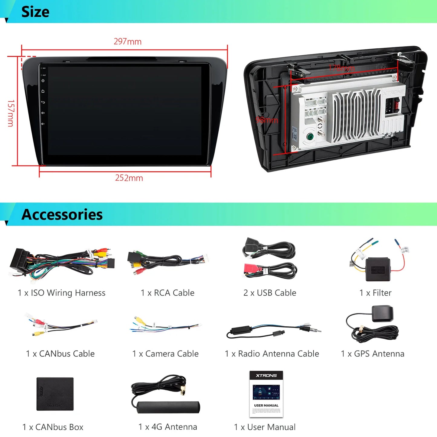 Skoda Octavia 2014-2016  10.1'' Android 13 Octa-core 4+64GB Car Radio for Car Stereo  DSP CarPlay Android Auto 4G IAP12CTS