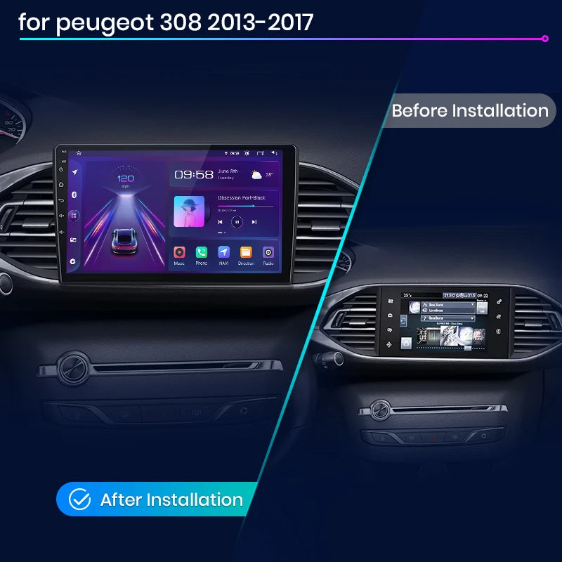 Peugeot 308 308S 2013 - 2017 Car Radio RDS GPS WIFI BT   wireless CarPlay Android Auto car intelligent systems AUTMPG308