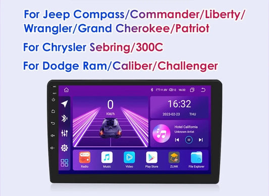Jeep Chrysler Compass Commander Grand Cherokee Wrangler Liberty Dodge 10.1" Android 12 Car Radio GPS Multimedia Carplay Android AUTMCGWD