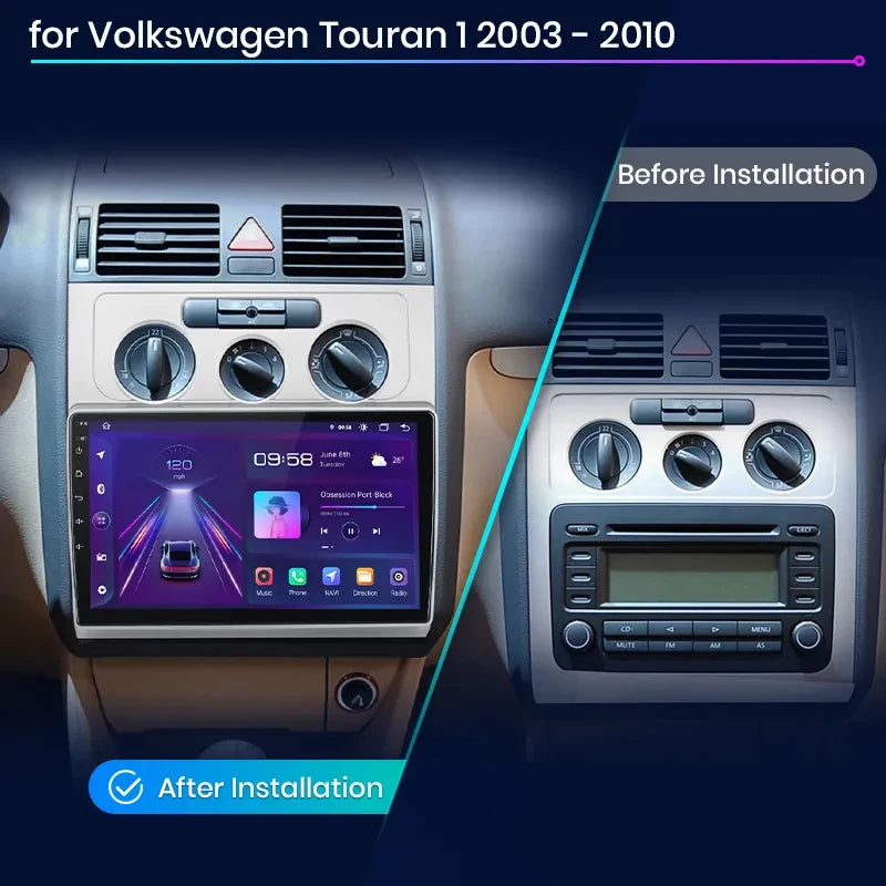 Volkswagen Touran 1 2003 - 2010 Car Radio RDS WIFI GPS BT  wireless CarPlay Android Auto car intelligent systems AUTMVWTR9