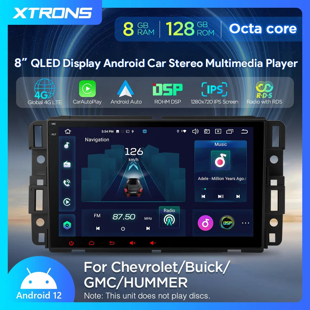 Chevrolet Buick GMC Hummer 7/8" Android 12 , 2/4/8 gb ram octa core Car Radio Multimedia  4G Car Play Android Auto DSP PE72JCC