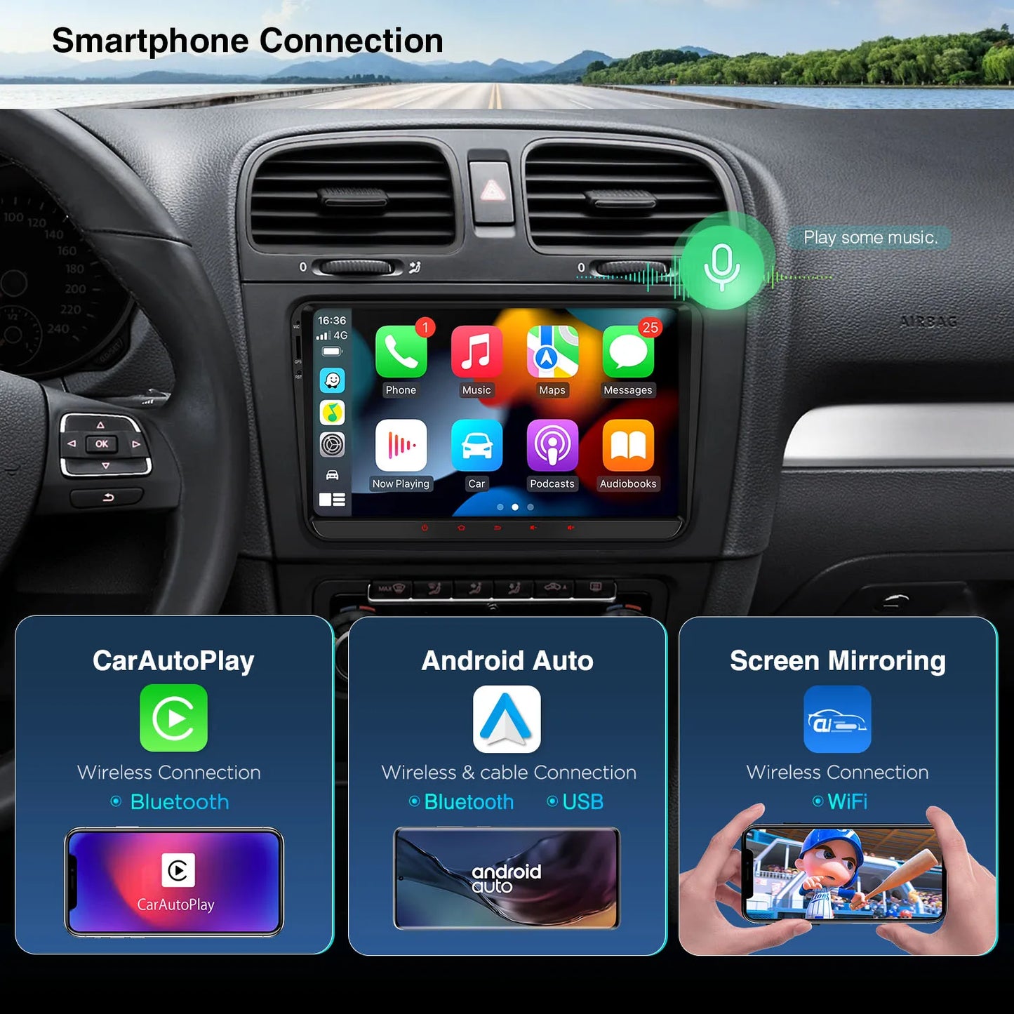 VW Volkswagen /SEAT /SKODA 9" Octa Core 2+32GB Android 13 Car Multimedia Player  DSP Android auto Carplay  Global 4G  IE92MTVL