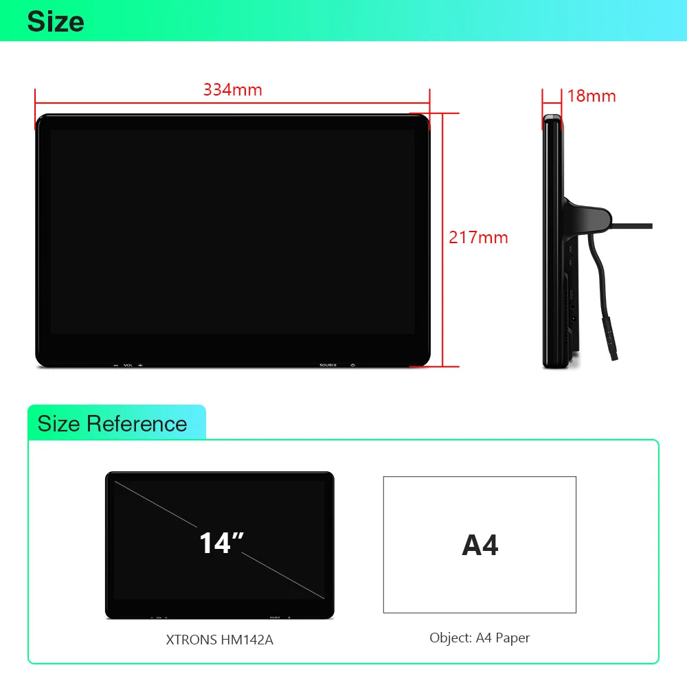 14 "Monitor Poggiatesta Android 11 Car TV   Completamente laminato HD IPS 1920*1080 Pixel Supporta Video UHD 4K  HDMI Doppi altoparlanti HM142A