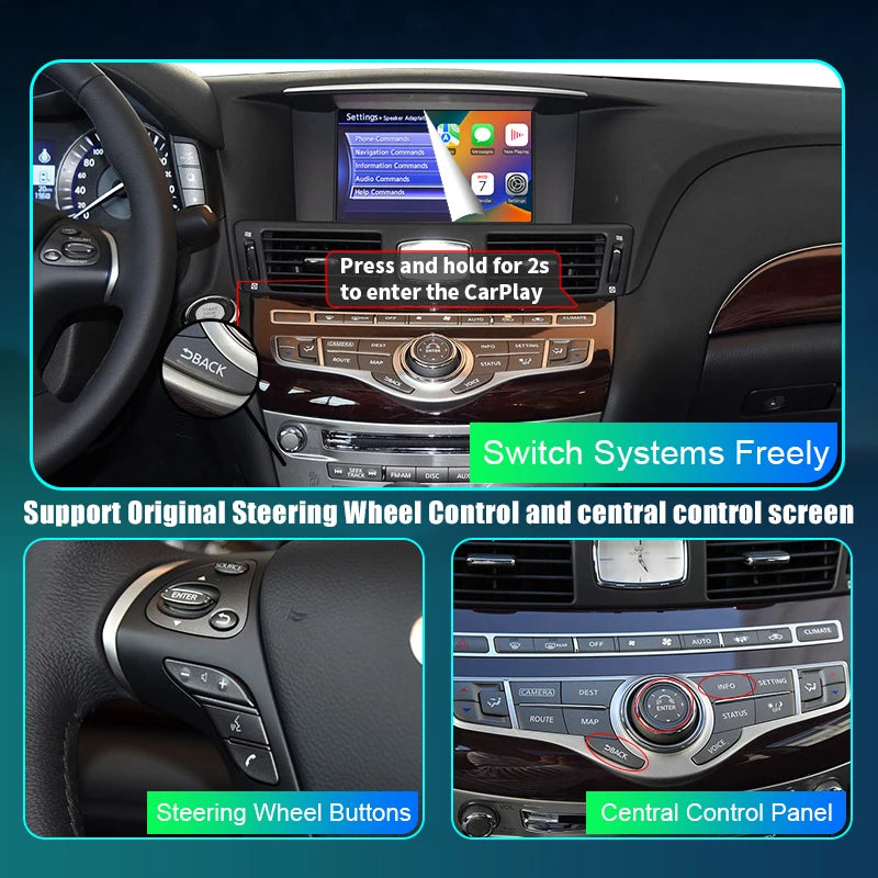 Infiniti QX60 QX70 Q70 Wireless Apple CarPlay Android Auto  Mirror Multimedia Navigation AUTMINFQX67