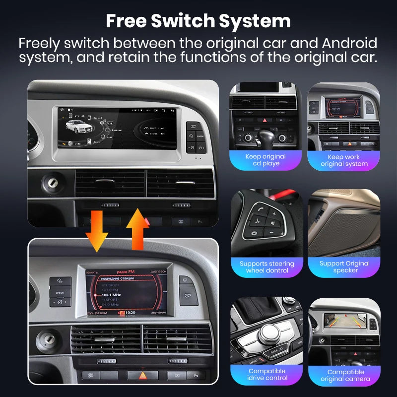 Audi A6 C6 4F 2005-2011 Android 12 8.8 " Wireless CarPlay Android Auto Car Radio wifi GPS BT USB Multimedia  Stereo autoradio AUTMAUDIA64F