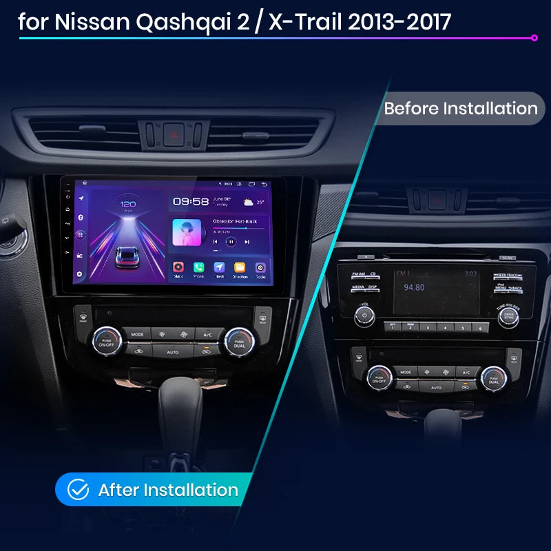 Nissan Qashqai J11 X-Trail 3 T32 2013-2017 10" Junsun V1 AI Voice Wireless CarPlay Android Auto Radio rds 4G Car Multimedia GPS 2din  AUTMNISSQX11