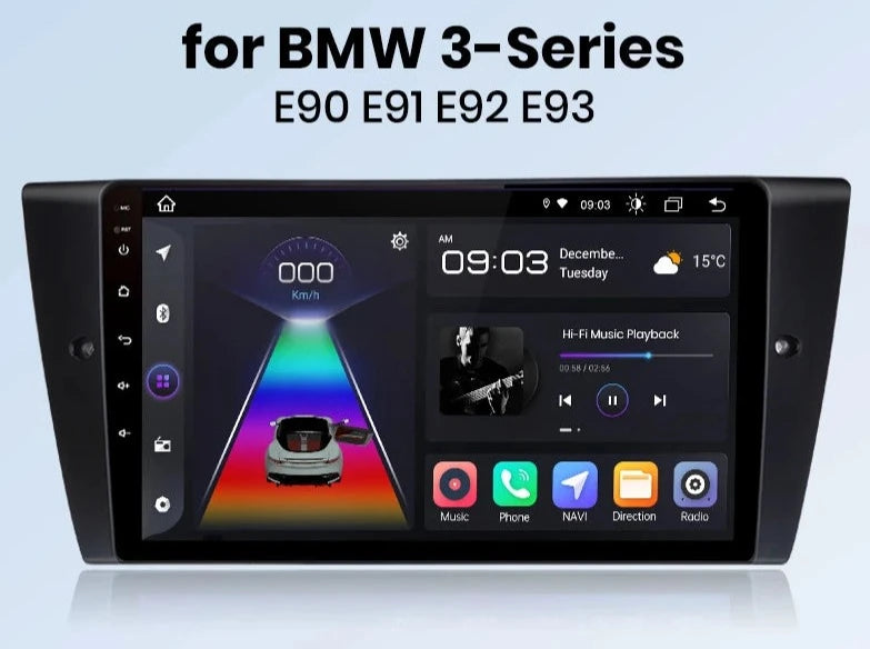 BMW 3-Series E90 E91 E92 E93 Car Radio RDS WIFI GPS BT  wireless CarPlay Android Auto car intelligent systems AUTMBMWS39