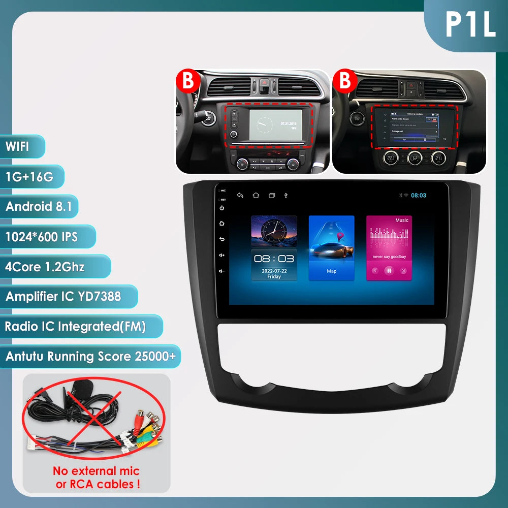 Renault Kadjar 2015 - 2019 9" Android13  Radio RDS GPS wifi bt carplay android auto USB AUTMRNKDJR