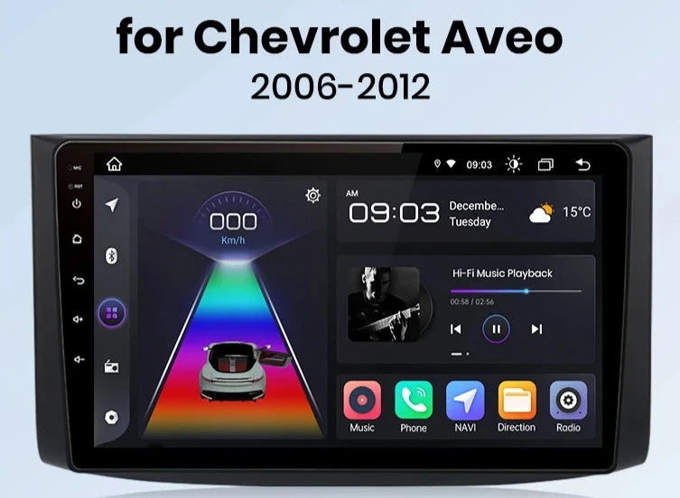 Chevrolet Aveo 2006 - 2012 Android 12  9"  wireless CarPlay Android Auto car intelligent systems  2 din 2din DVD AUTMCHVEO
