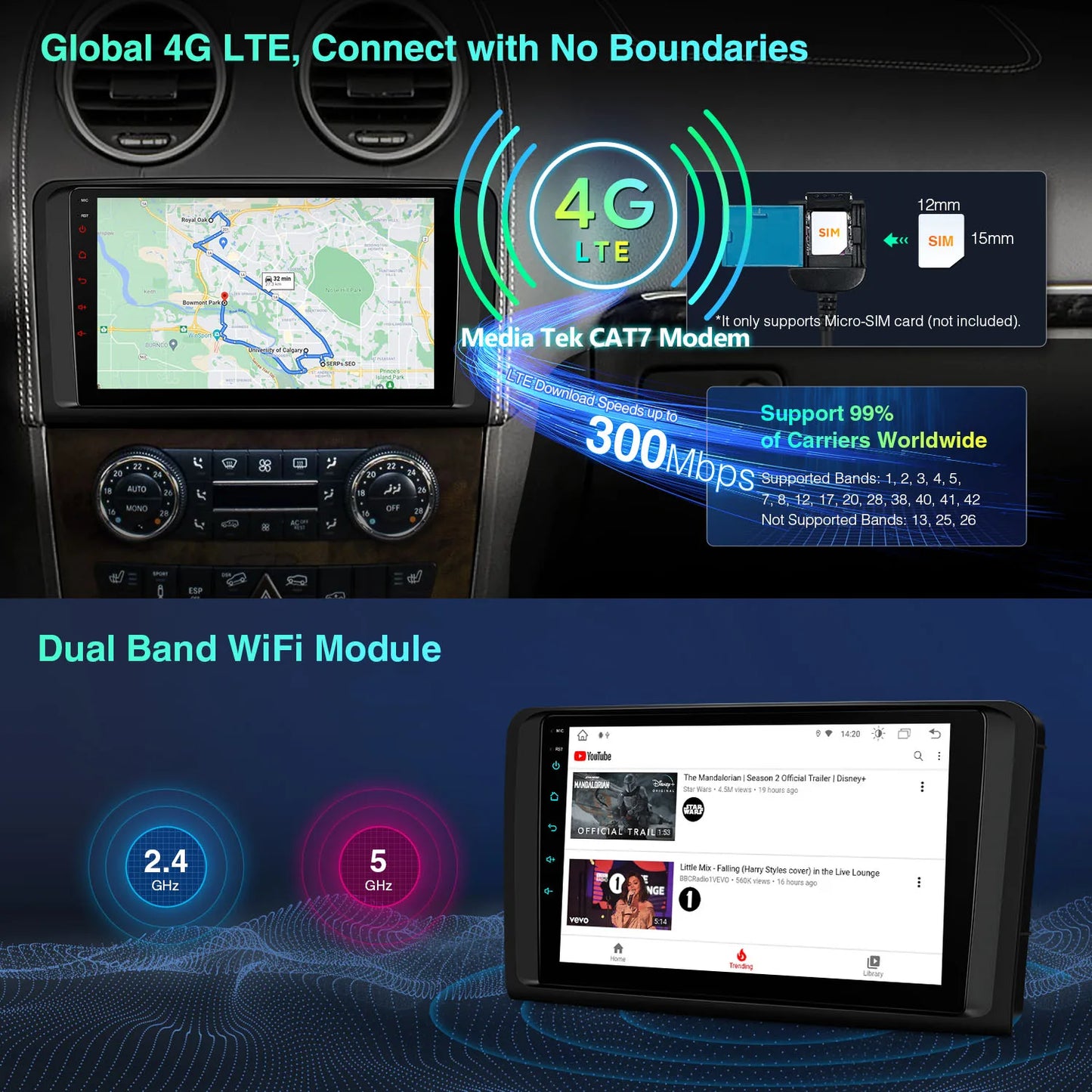 Mercedes Benz ML Class W164 2005-2011 GL Class X164 9" Android 13 Car Radio  Multimedia Player4G DSP Car Play  IEP92M164