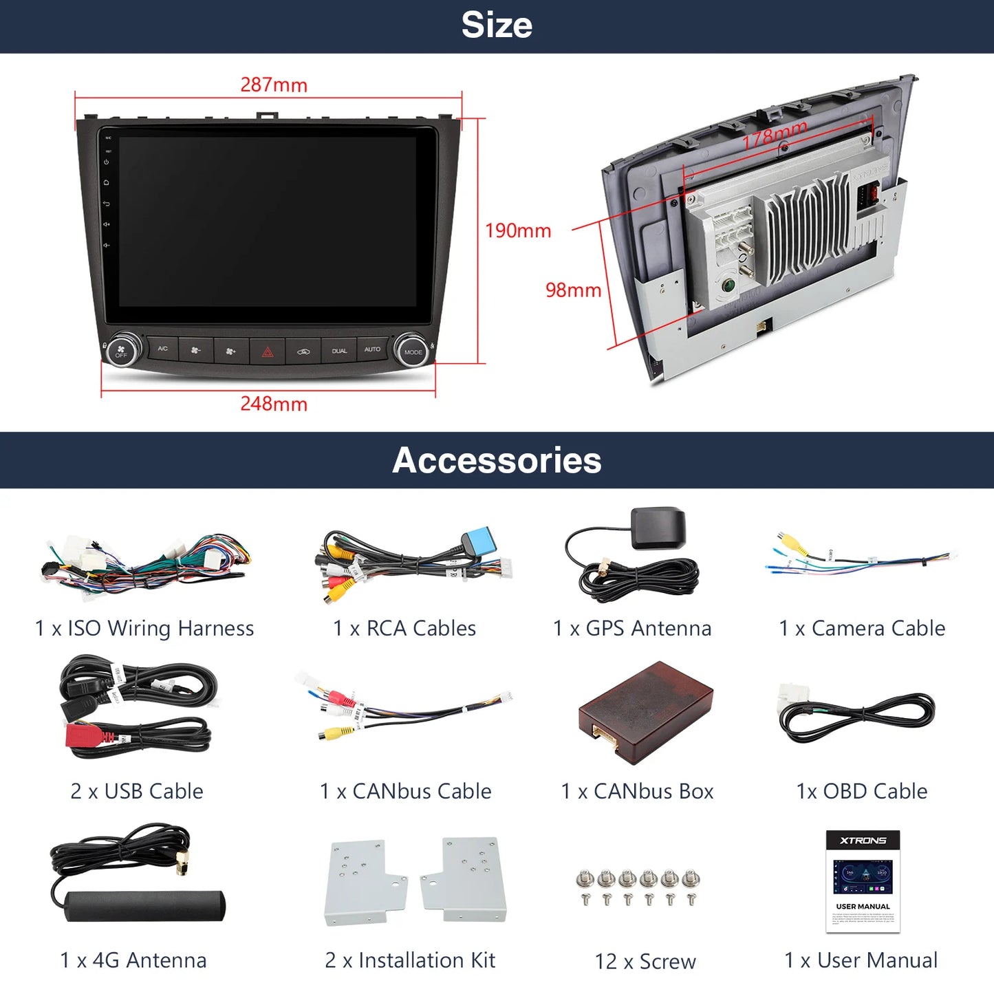 Lexus IS200 / IS220 / IS250 / IS300 / IS350 berlina (4 porte) (2006-2012) carplay android auto Android/iPhone | Octa Core | RAM DDR4 da 2 GB e ROM da 32 GB | Hardware di livello automobilistico | IEP12ISL