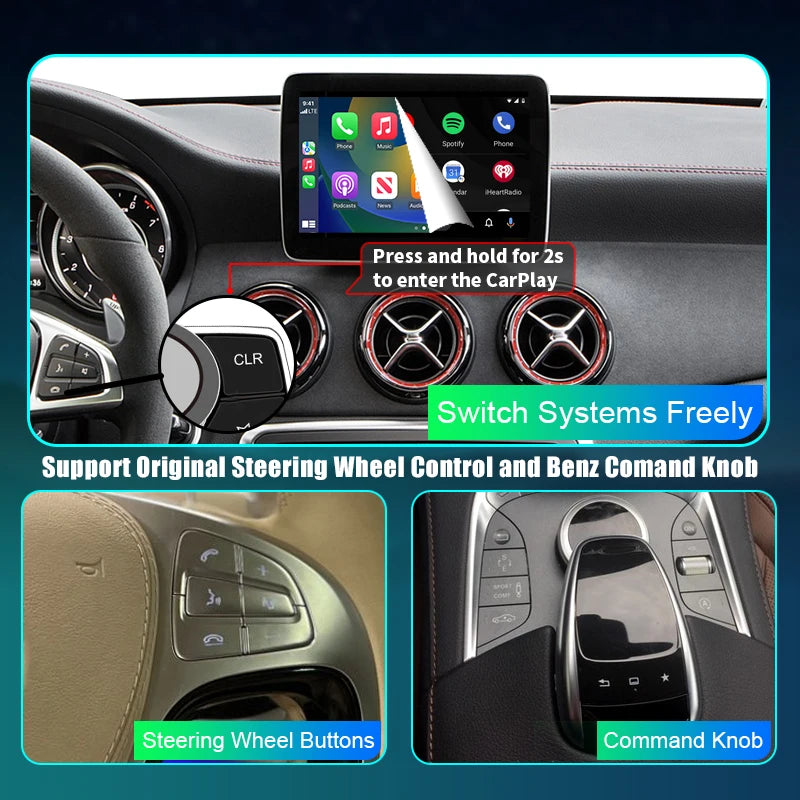 Mercedes A-Class W176 B-Class W246 GLA CLA 2015-2018  Wireless CarPlay Android Auto Mirror Link AirPlay gps AUTMMCDABG