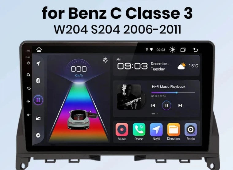 Mercedes Benz C Class  W204 S204 2006 - 2011 9" V1 Pro   Radio RDS WIFI GPS BT  CarPlay Android Auto  AUTMMCDW204