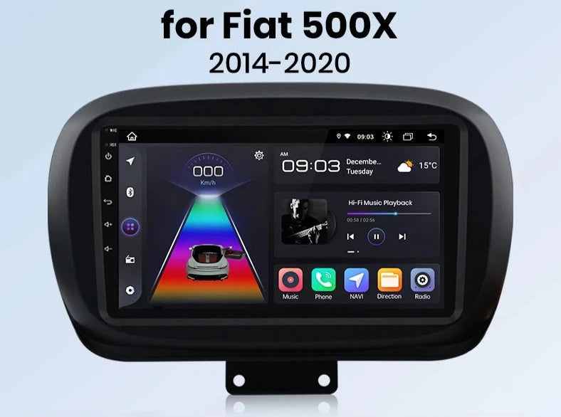 Fiat 500X 2014 - 2020  Android 12 9"  CarPlay Android Auto wifi gps smart multimedia AUTMFT500X