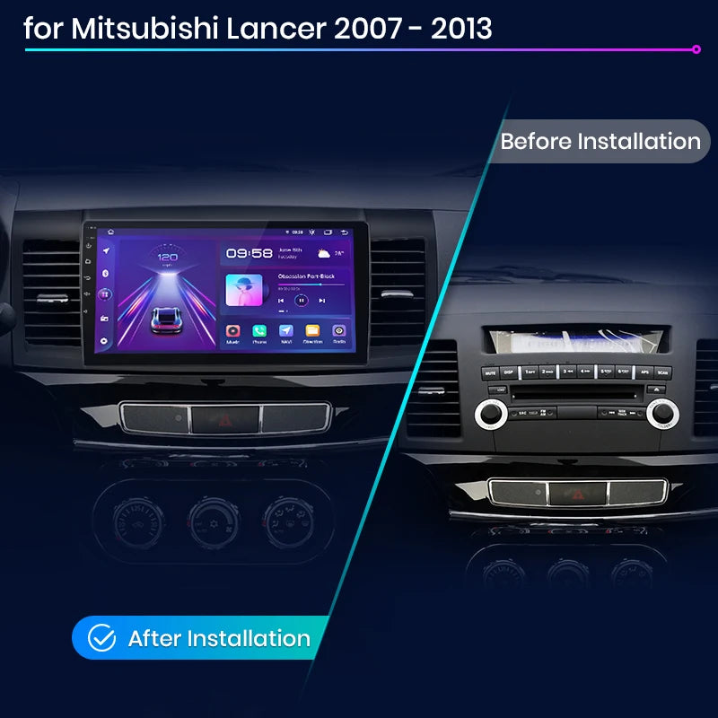 Mitsubishi Lancer 2007 - 2013 Car Radio rds bt gps WIFI  wireless CarPlay Android Auto car intelligent systems AUTMMTBSLN