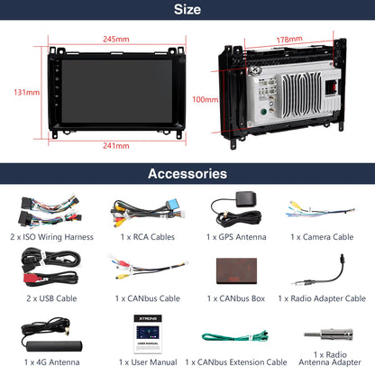 Mercedes  W245 W169 /Viano Vito W639 /Sprinter W906  9'' Android13 Octa Core Car Radio CarPlay DSP 4G  AA IEP92M245