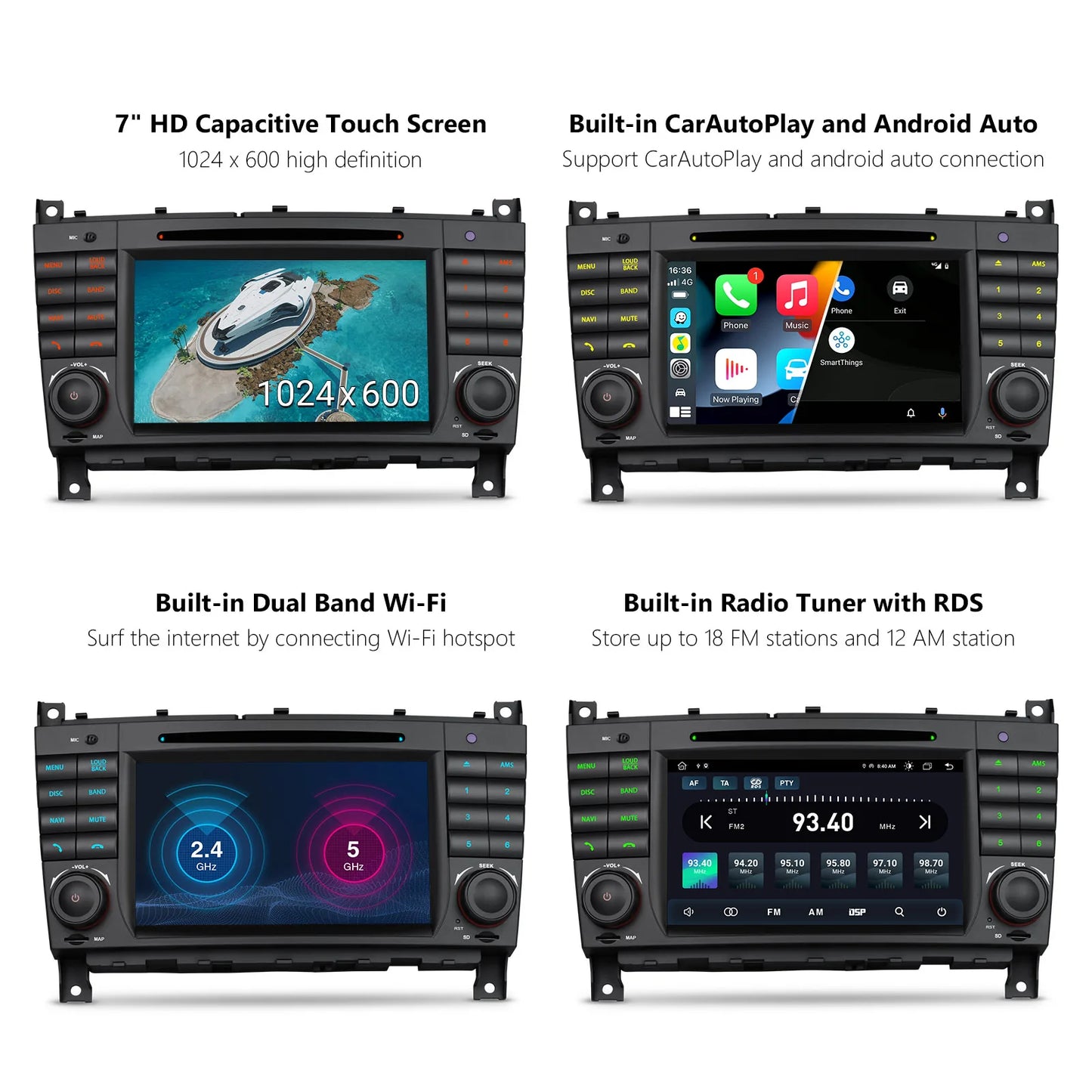 Mercedes  CLK-Class W209 C- W203 G- W463 7" Android 12 Car Radio for   Car GPS DVD Player with DSP Carplay Android auto  PE72M209