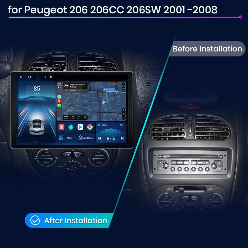 Peugeot 206 206CC 206SW 2001 - 2008 X7 MAX 13.1“ 2K Wireless CarPlay Android Auto Car Radio RDS WIFI GPS BT  Multimedia autoradio AUTMPEUG206