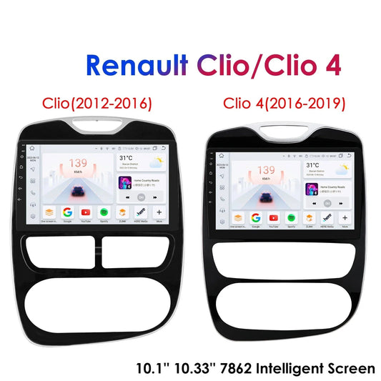 Renault Clio 4 2012-2016 / 2016-2019  10.1'' / 10.33''  CarPlay Android auto 4G 2 Din Android 12    Car Radio RDS WIFI BT GPS  Multimedia Player AUTMRENACL4