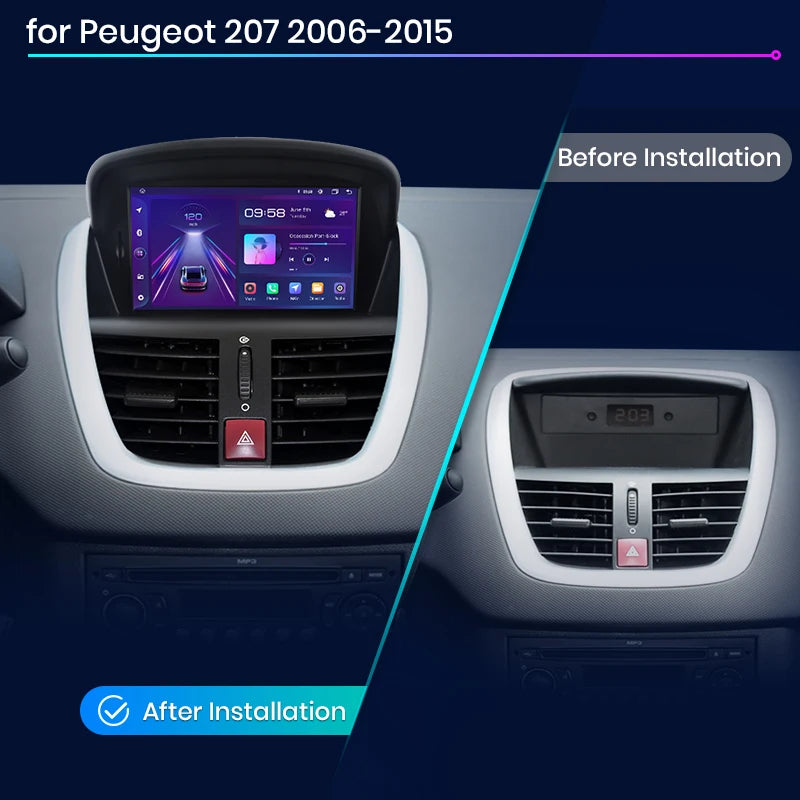 Peugeot 207 207CC 2006 - 2015 Car Radio rds WIFI BT GPS   wireless CarPlay Android Auto car intelligent systems AUTMPEG207