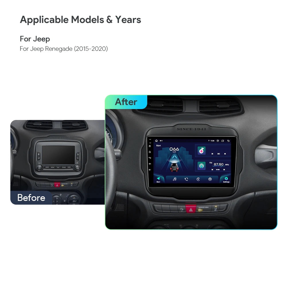 JEEP Renegade 2015-2020 9" Android 12 Octa Core 4/64 GB  Car Multimedia Player CarAutoPlay AA DSP WIFI 4G  IAP92RGJS