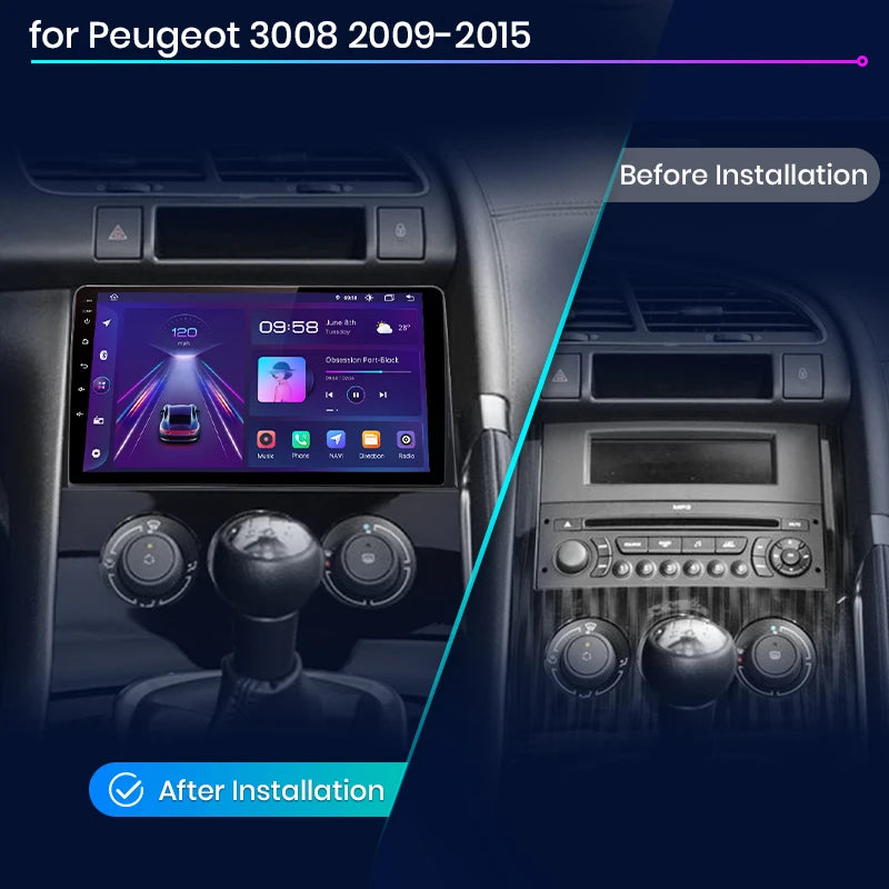 Peugeot 3008 2009 - 2015 V1 Plus Car Radio RDS wifi  bt gps  wireless CarPlay Android Auto car intelligent systems AUTMPEG30089