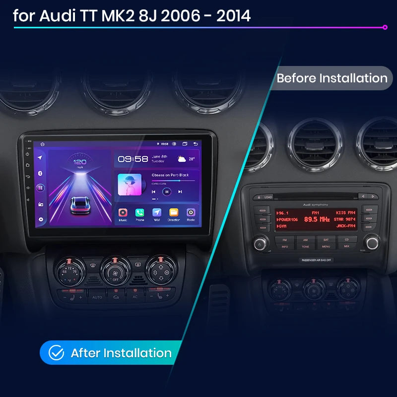 Audi TT MK2 8J 2006 - 2014 V1 Plus Car Radio RDS WIFI BT GPS  wireless CarPlay Android Auto car intelligent systems AUTMADTT8J