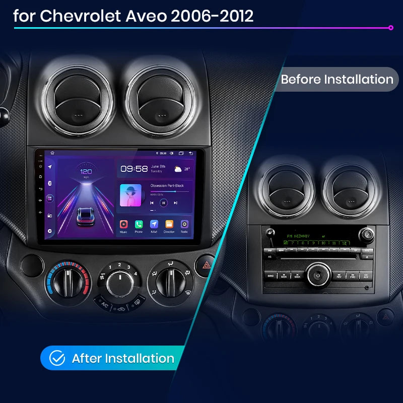 Chevrolet Aveo 2006 - 2012 Android 12  9"  wireless CarPlay Android Auto car intelligent systems  2 din 2din DVD AUTMCHVEO